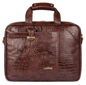 THE CLOWNFISH TCFLBFL-ABRS156RU42 Crocadila Laptop Bag - Premium Leatherette | Laptop Compartment | 15.6 Inch | Rust