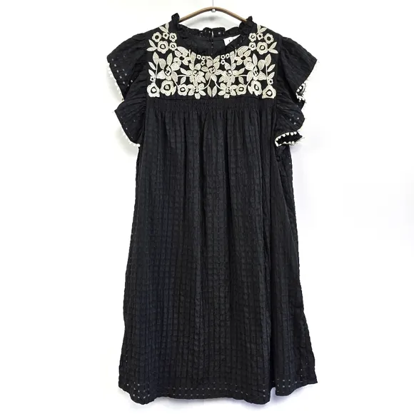 THML Embroidered Black Dress Size Medium NWT