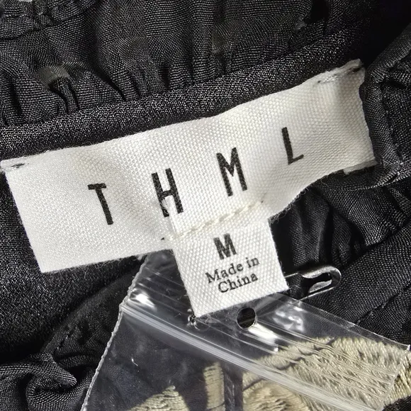 THML Embroidered Black Dress Size Medium NWT