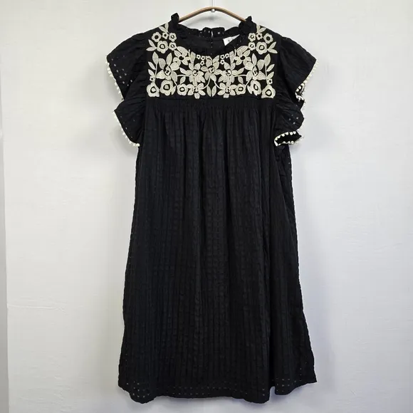 THML Embroidered Black Dress Size Medium NWT