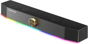 THOMSON Computer Speakers, Bluetooth Computer SoundBar, Dynamic RGB PC Speakers with 10W Stereo Sound, 3.5mm Aux-in Connection, USB Powered Computer Speakers for PC, Desktop Monitor, Laptop, Tablets