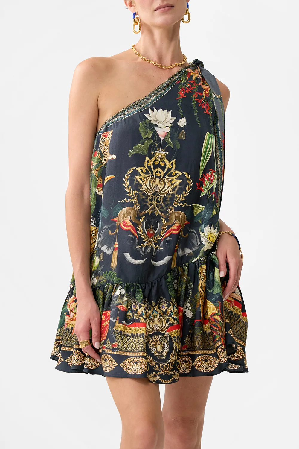 TIE ONE SHOULDER SHORT DRESS READY FOR MY WELCOME DRINK