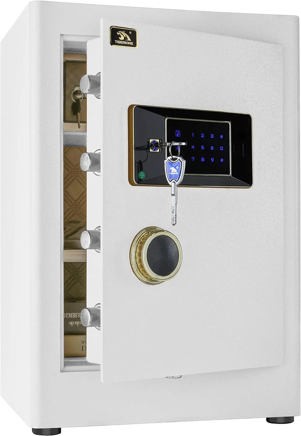 TIGERKING 𝐇𝐞𝐚𝐯𝐲 𝐃𝐮𝐭𝐲 Security Home Safe, Digital Safe Box- 2.05 Cubic Feet, White