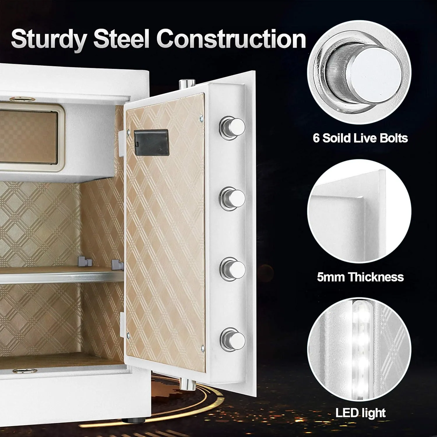 TIGERKING 𝐇𝐞𝐚𝐯𝐲 𝐃𝐮𝐭𝐲 Security Home Safe, Digital Safe Box- 2.05 Cubic Feet, White