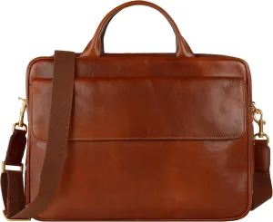 Time Resistance Leather Briefcase - Italian Handmade Leather Laptop Bag - Handbag for Men - Professional Computer Case