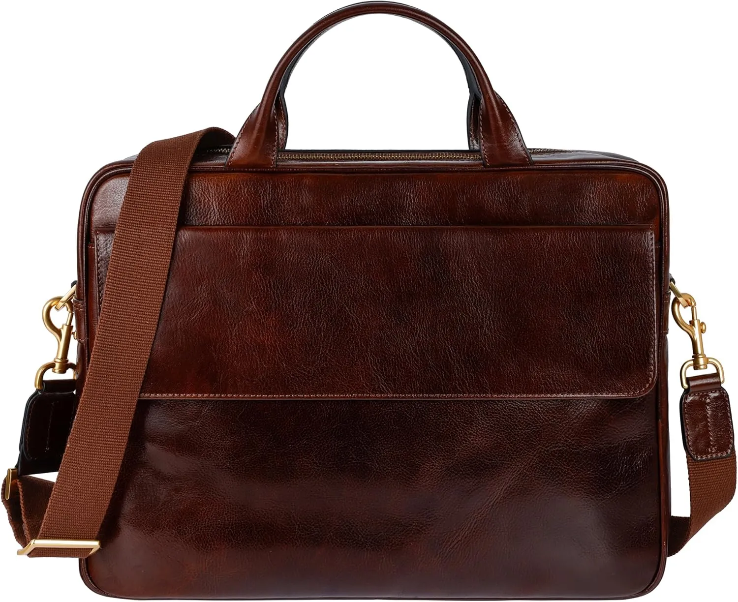 Time Resistance Leather Briefcase - Italian Handmade Leather Laptop Bag - Handbag for Men - Professional Computer Case