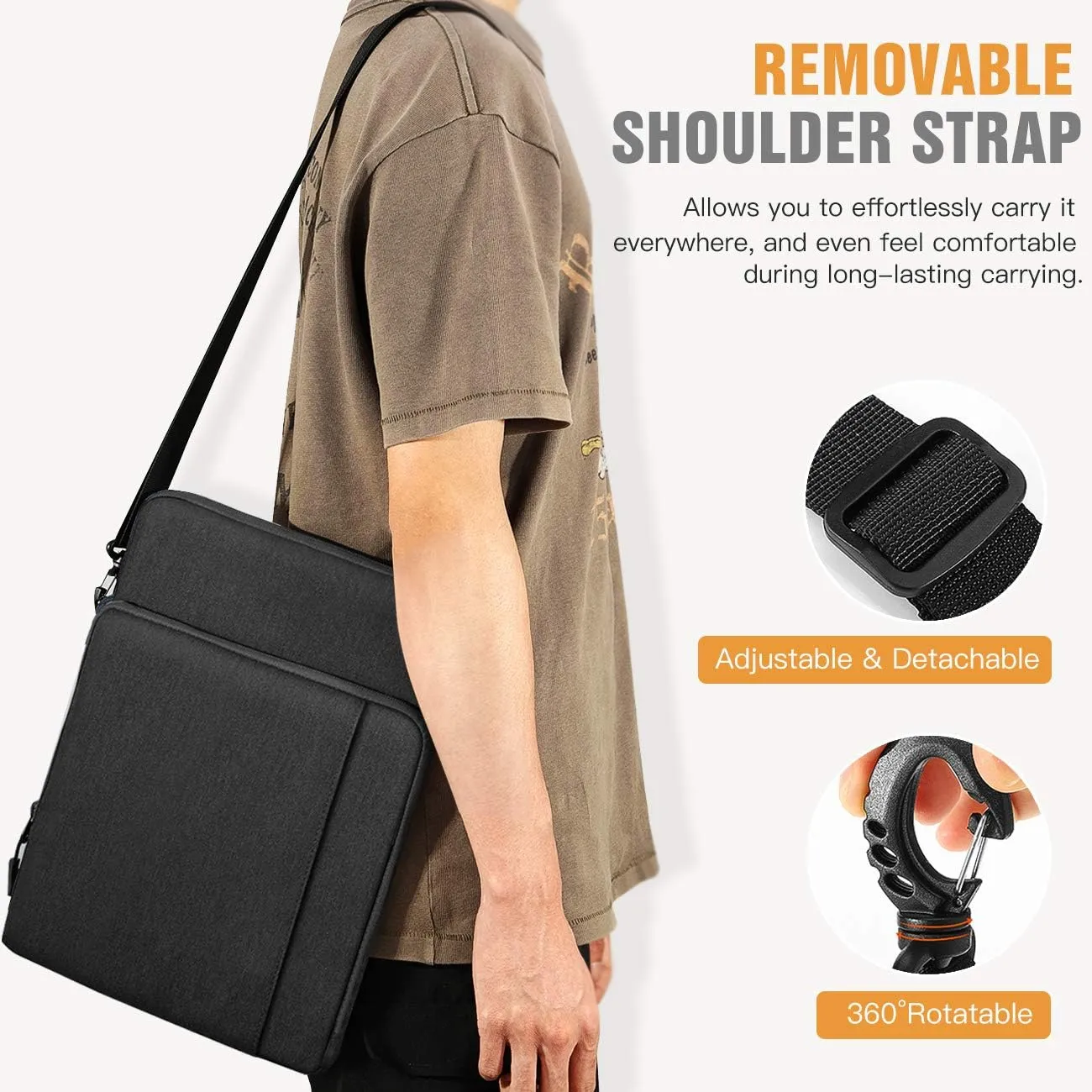 TiMOVO 13.3-14 Inch Laptop Sleeve Carrying Bag with Pockets for iPad Air 13 Inch 2024,iPad Pro 13 Inch 2024,MacBook Air 2022-2018,MacBook Pro M2/M2/M1 Pro/M1 Max,Galaxy Tab S9 /S8  12.4",Black