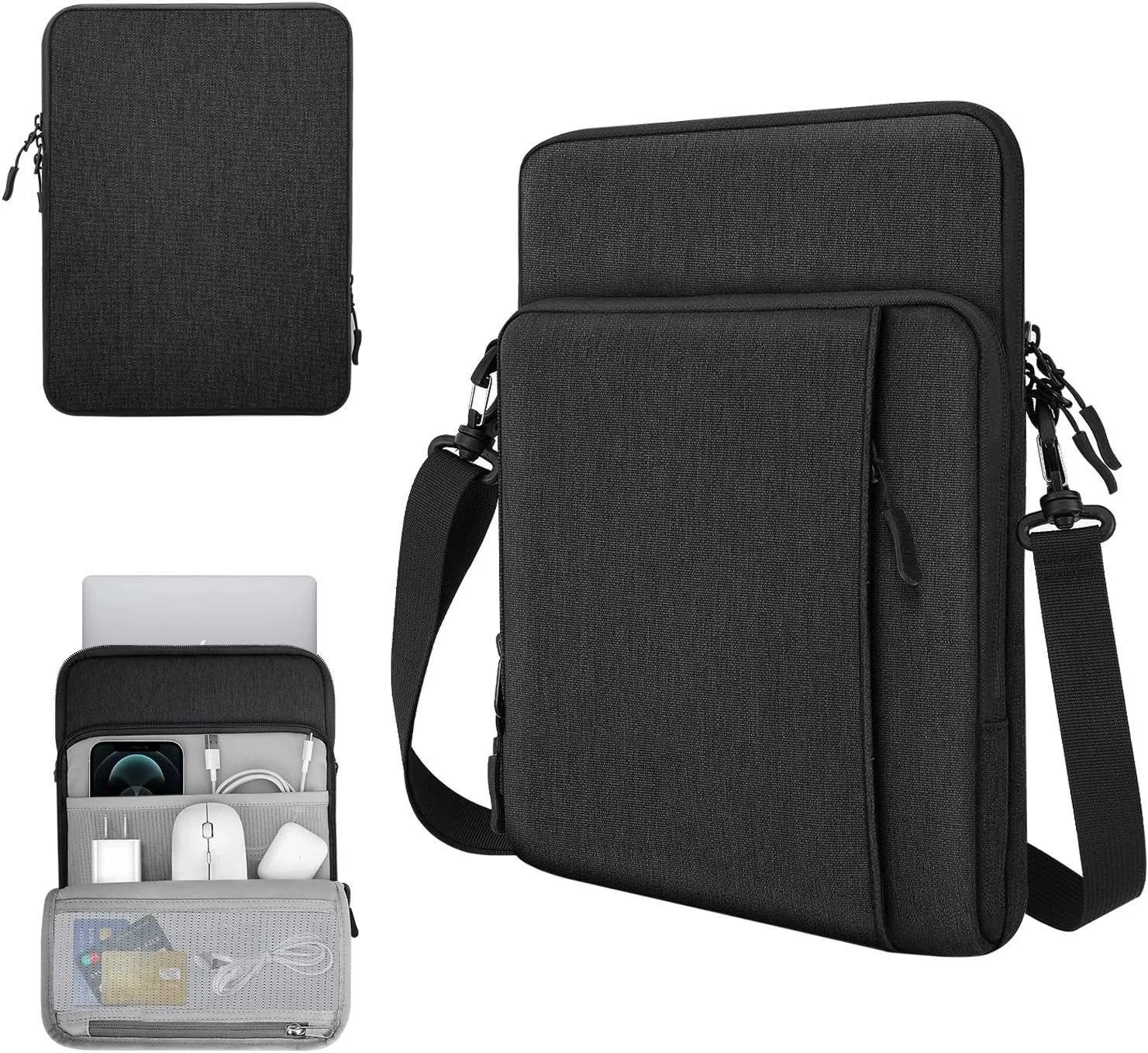 TiMOVO 13.3-14 Inch Laptop Sleeve Carrying Bag with Pockets for iPad Air 13 Inch 2024,iPad Pro 13 Inch 2024,MacBook Air 2022-2018,MacBook Pro M2/M2/M1 Pro/M1 Max,Galaxy Tab S9 /S8  12.4",Black