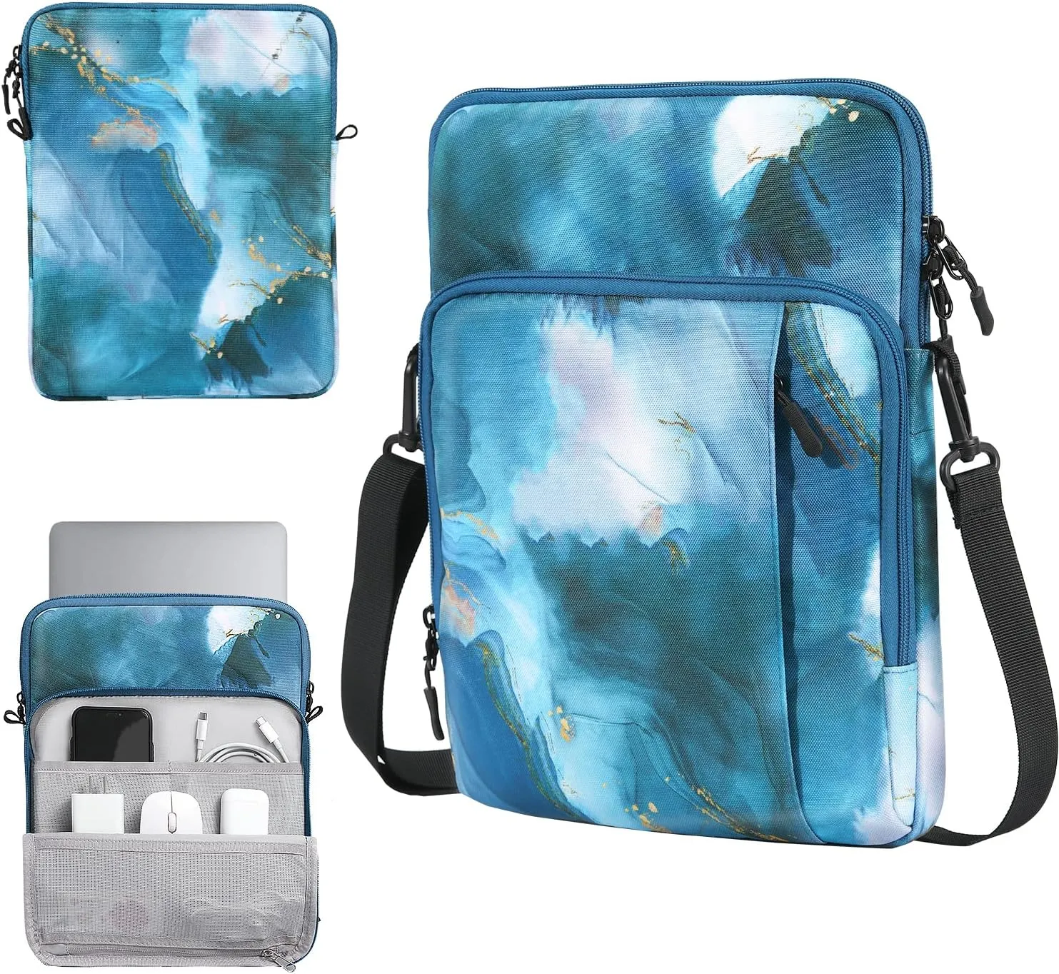 TiMOVO 13.3-14 Inch Laptop Sleeve Carrying Bag with Pockets for iPad Air 13 Inch 2024,iPad Pro 13 Inch 2024,MacBook Air 2022-2018,MacBook Pro M2/M2/M1 Pro/M1 Max,Galaxy Tab S9 /S8  12.4",Peacock
