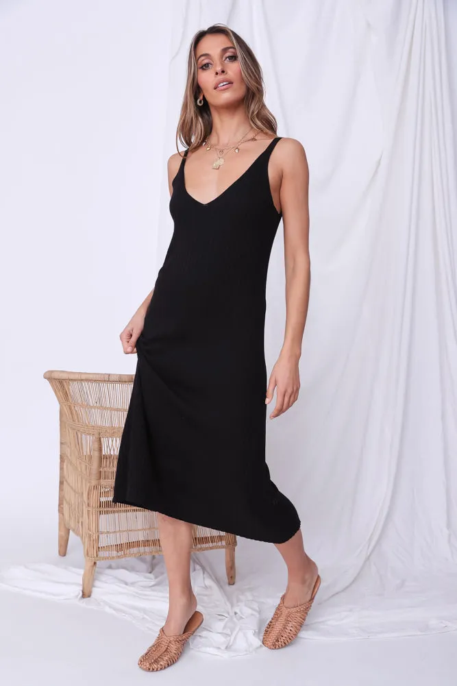 Together Again Midi Dress Black