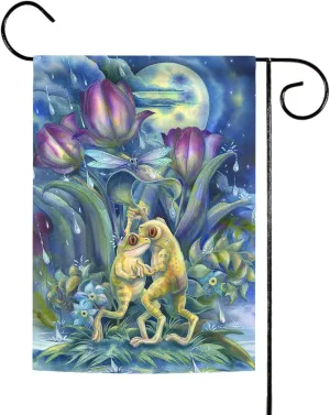 Toland Home Garden 1112331 Dancing Frogs Frog Flag 12x18 Inch Double Sided Frog Garden Flag for Outdoor House Flower Flag Yard Decoration