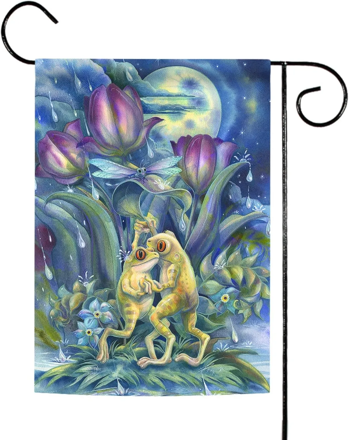 Toland Home Garden 1112331 Dancing Frogs Frog Flag 12x18 Inch Double Sided Frog Garden Flag for Outdoor House Flower Flag Yard Decoration