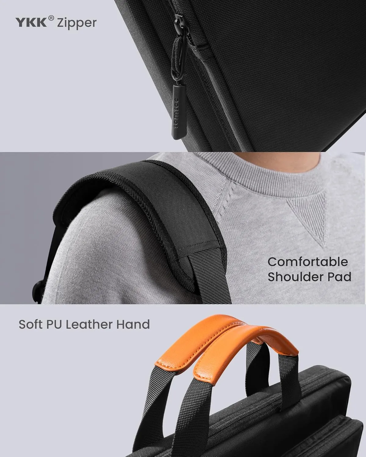 tomtoc 360 Protective Laptop Shoulder Bag compatible with The New Razer Blade Pro 17, HP Envy Laptop 17 Inch, Dell Inspiron 17 3000, ASUS ROG Zephyrus S 17.3 Inch, Notebook Bag with Accessory Pocket