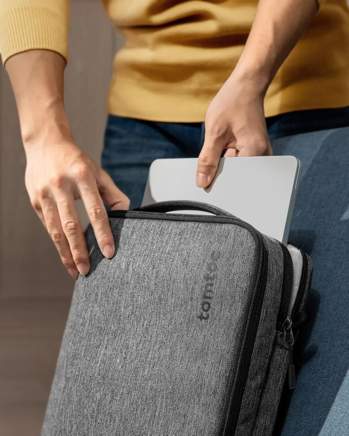 tomtoc 360 Protective Laptop Shoulder Bag for 13-14 Inch MacBook Air/Pro M4/M3/M2/M1, 13-inch iPad Pro M4/iPad Air, 13-13.8 Inch Surface Pro/Laptop, Copilot  PC, Cordura Ballistic Nylon