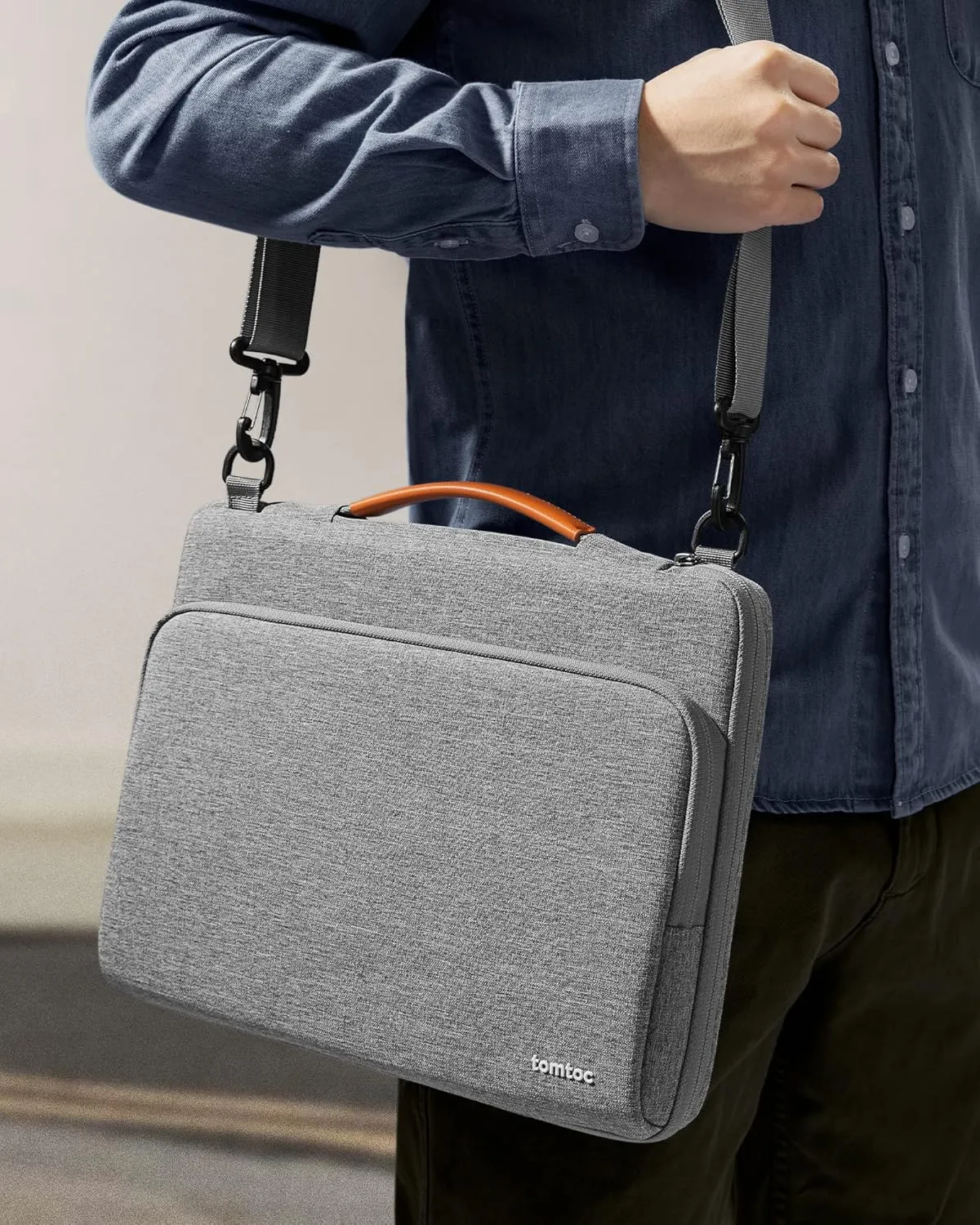 tomtoc 360 Protective Laptop Shoulder Bag for 13-inch 2025 MacBook Air M4/A3240, M3/A3113, M2/A2681, M1/A2337, MacBook Pro M2/A2686 M1/A2338, Water-Resistant Laptop Accessory Carrying Case Sleeve