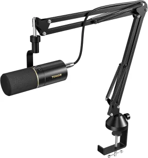 TONOR Dynamic Microphone, XLR/USB Microphone for Podcast, Recording, Streaming, Gaming, XLR Cardioid Studio Mic with Quick Mute, 3.5mm Headphone Jack, Volume Control, Mic with Boom Arm, White, TD510 