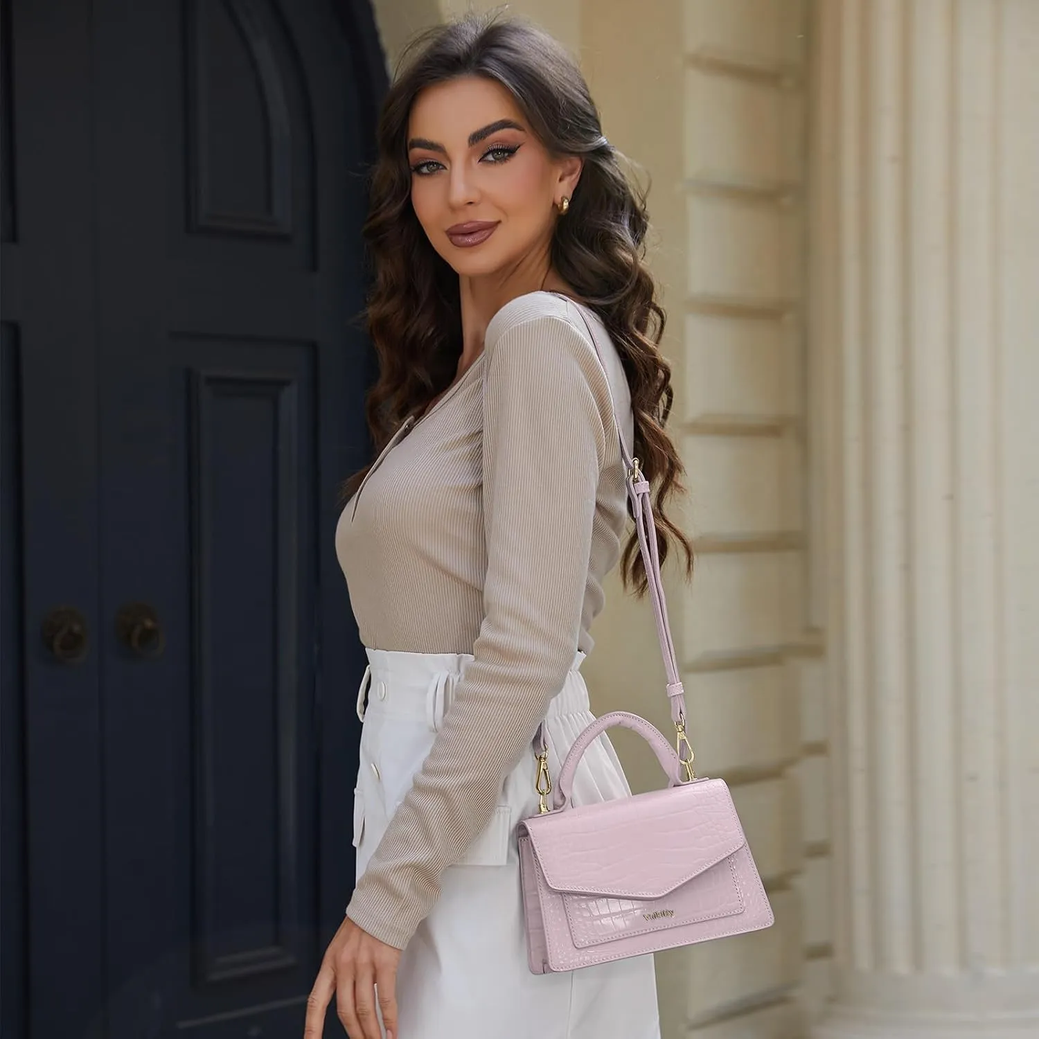 Top handle Satchel Purses Handbags for Women, Small Crossbody Bag with Convertible Strap, Trendy Shoulder Purse
