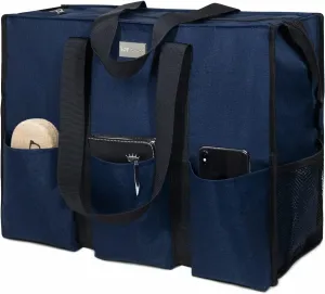 TOPDesign Utility Water Resistant Tote Bag with 13 Pockets, Top Zipper Closure & Thick Bottom Support, for Working Women