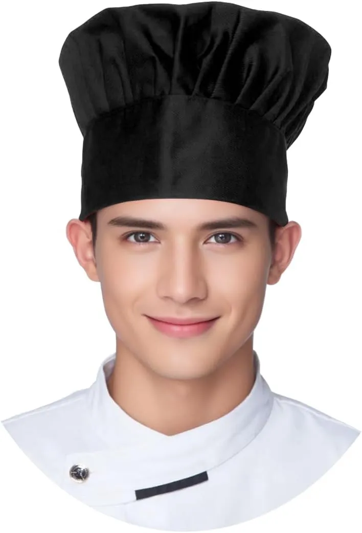 Tosewever Chef Apron Hat Set for Women and Men, Adjustable Bib Apron with 2 Pockets Costume Apron for Father Kitchen Cooking