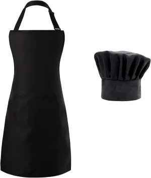 Tosewever Chef Apron Hat Set for Women and Men, Adjustable Bib Apron with 2 Pockets Costume Apron for Father Kitchen Cooking