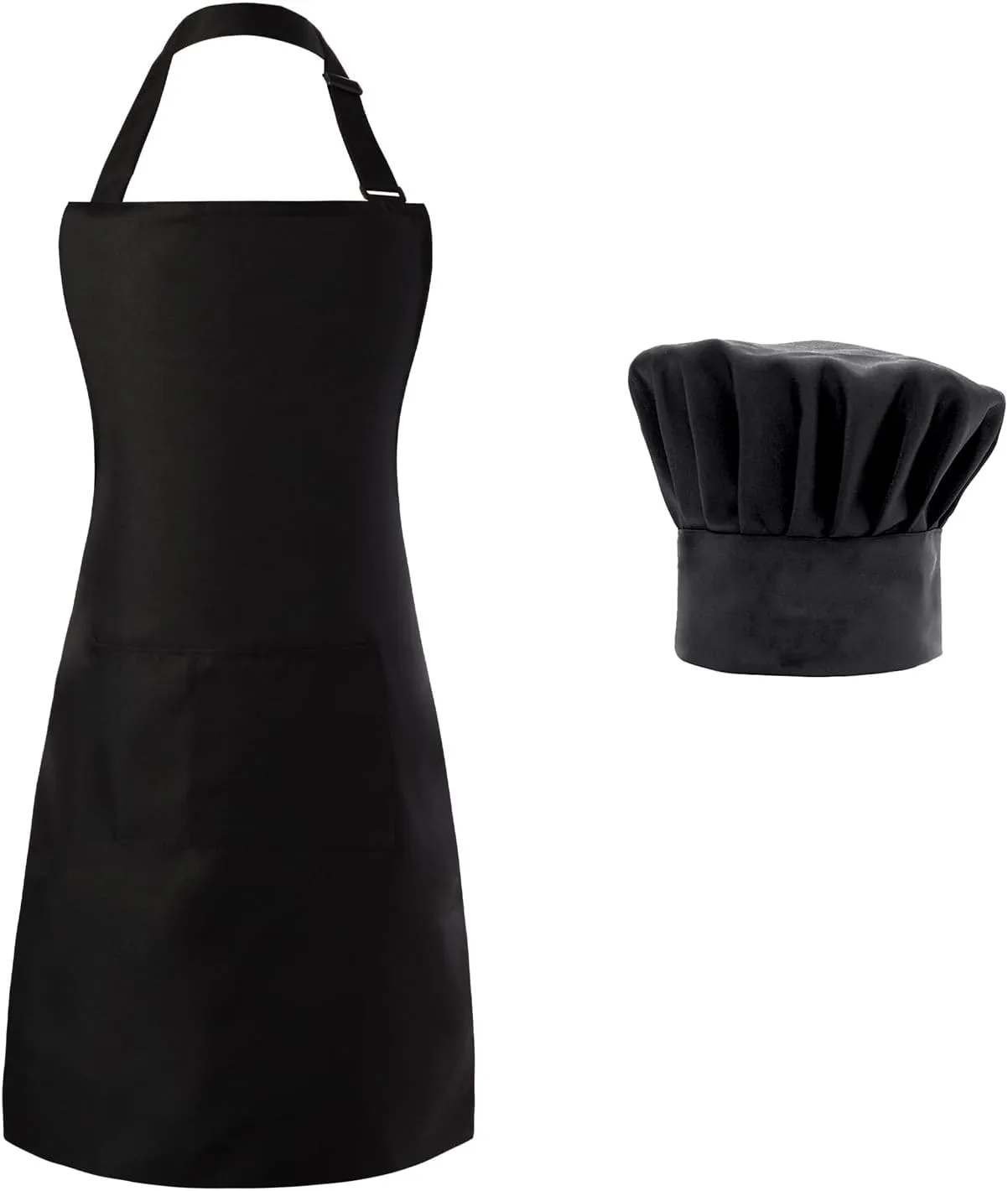 Tosewever Chef Apron Hat Set for Women and Men, Adjustable Bib Apron with 2 Pockets Costume Apron for Father Kitchen Cooking