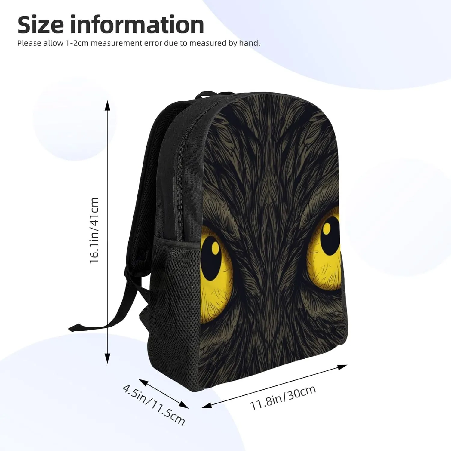 Travel Backpack for Women Men Carry On Backpack Waterproof 15.6inch Laptop Backpack Two yellow eyes