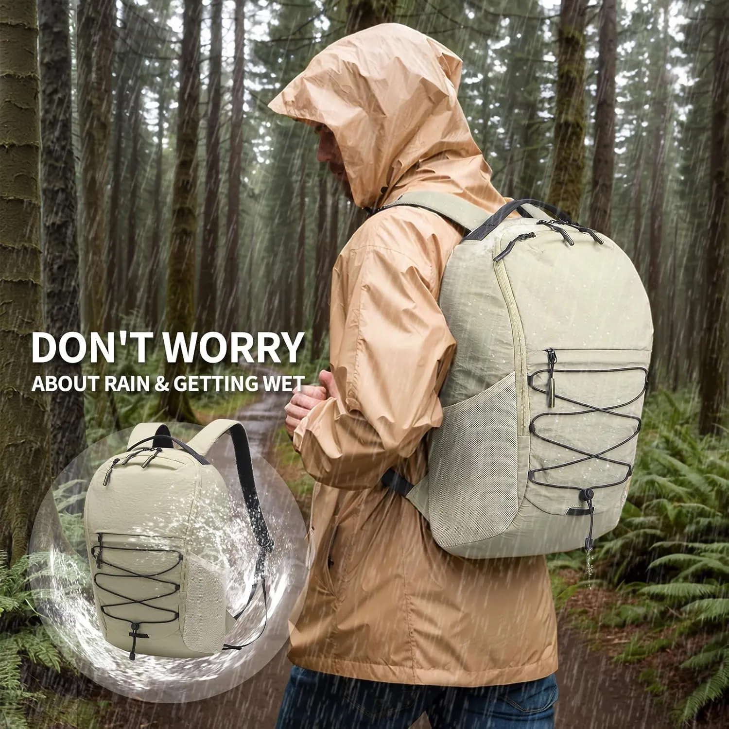 Travel Casual Backpack for Women and Men, Distinctive Design Lightweight Waterproof Daypack, for Outdoor and Daily Use, Apricot