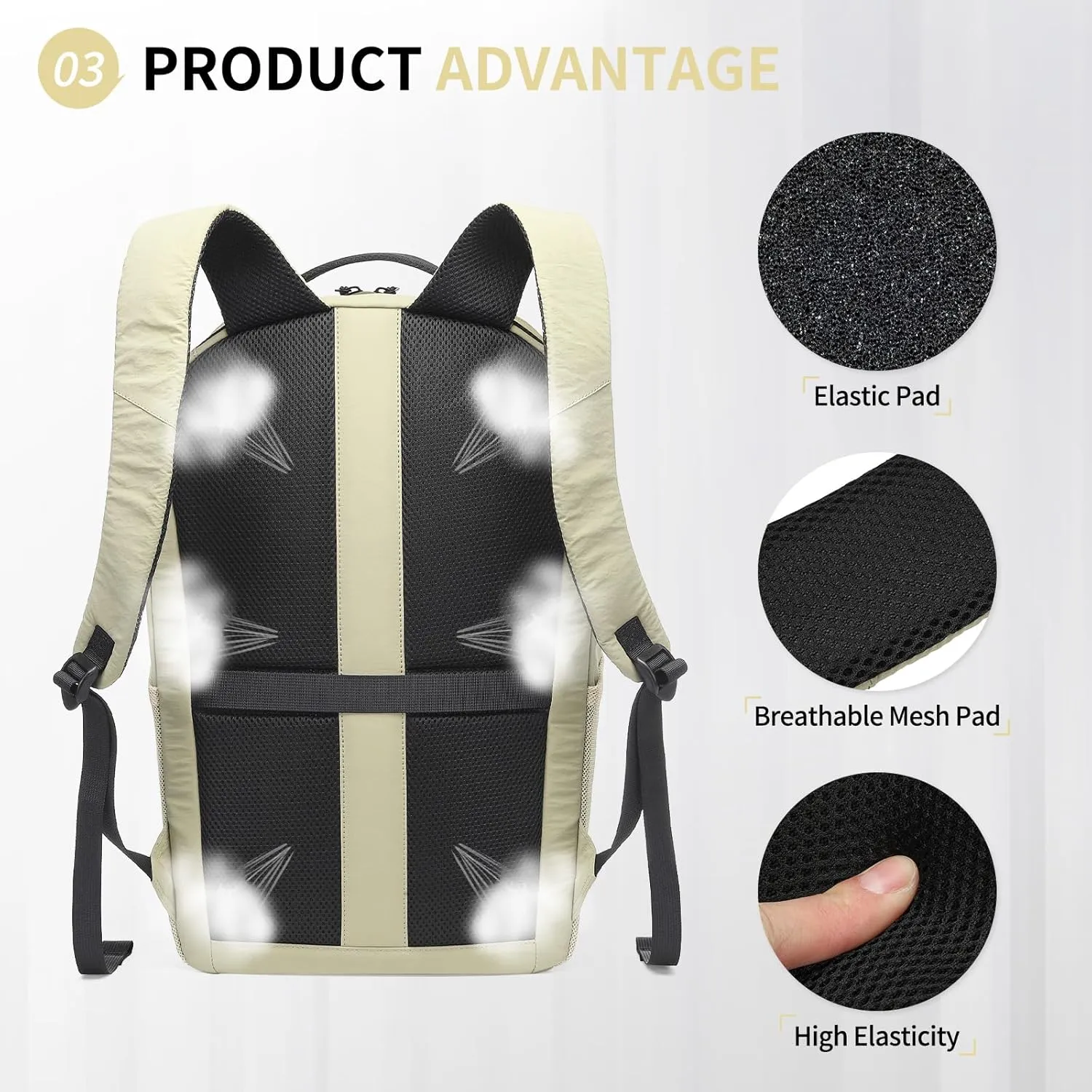 Travel Casual Backpack for Women and Men, Distinctive Design Lightweight Waterproof Daypack, for Outdoor and Daily Use, Apricot