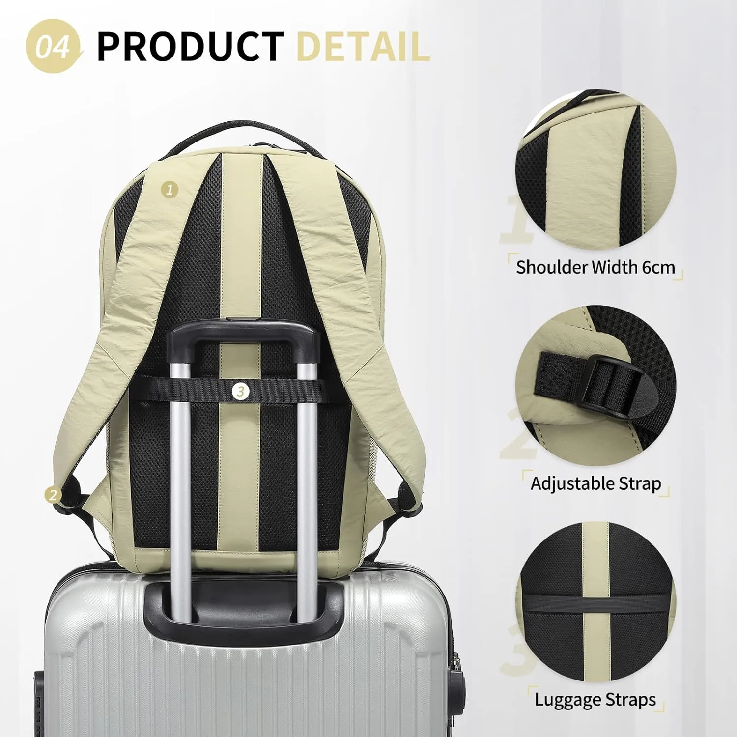 Travel Casual Backpack for Women and Men, Distinctive Design Lightweight Waterproof Daypack, for Outdoor and Daily Use, Apricot