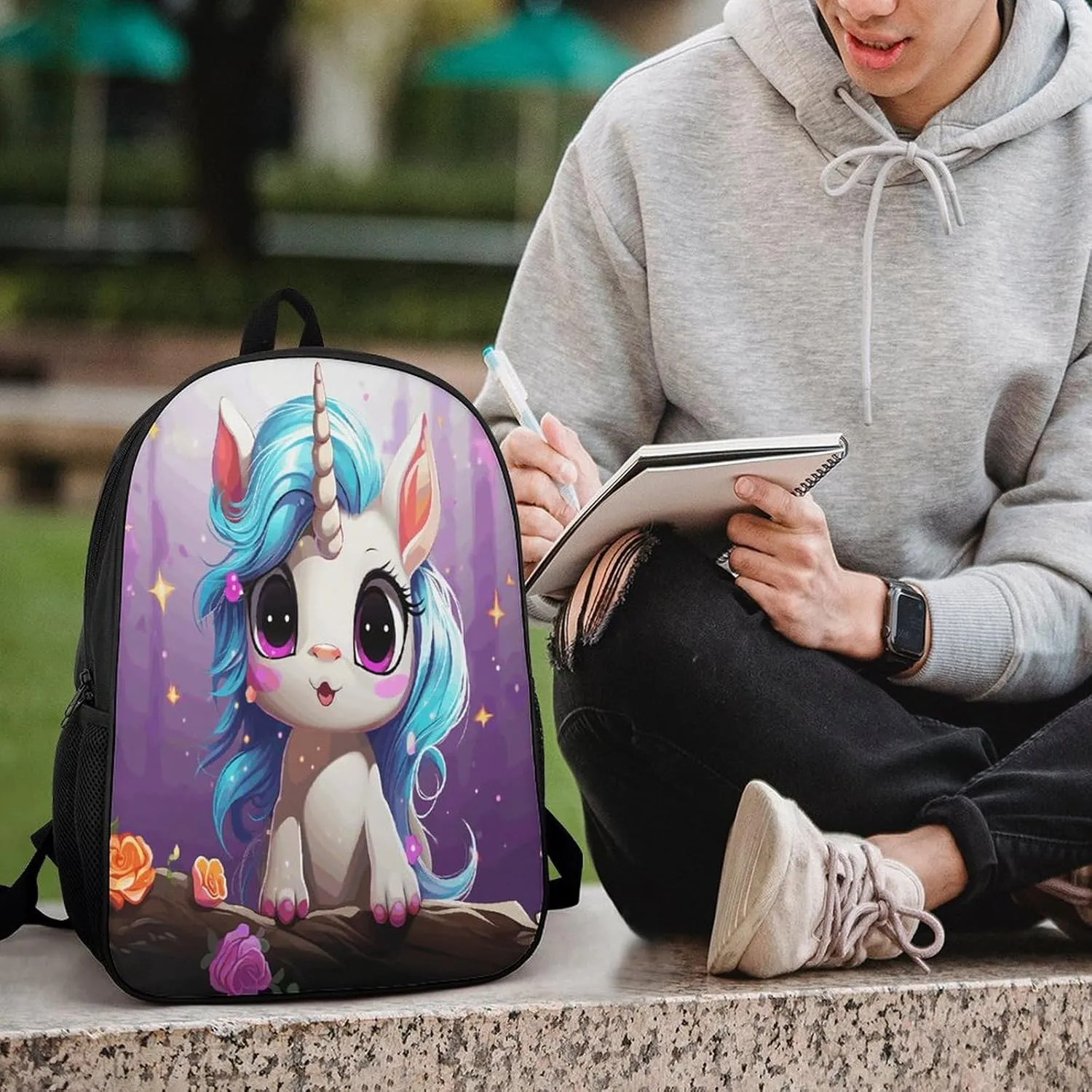 Travel Laptop Backpack Slim Durable Lightweight Back Pack Cute A Small Animal with Horns Small Backpack For Women Men
