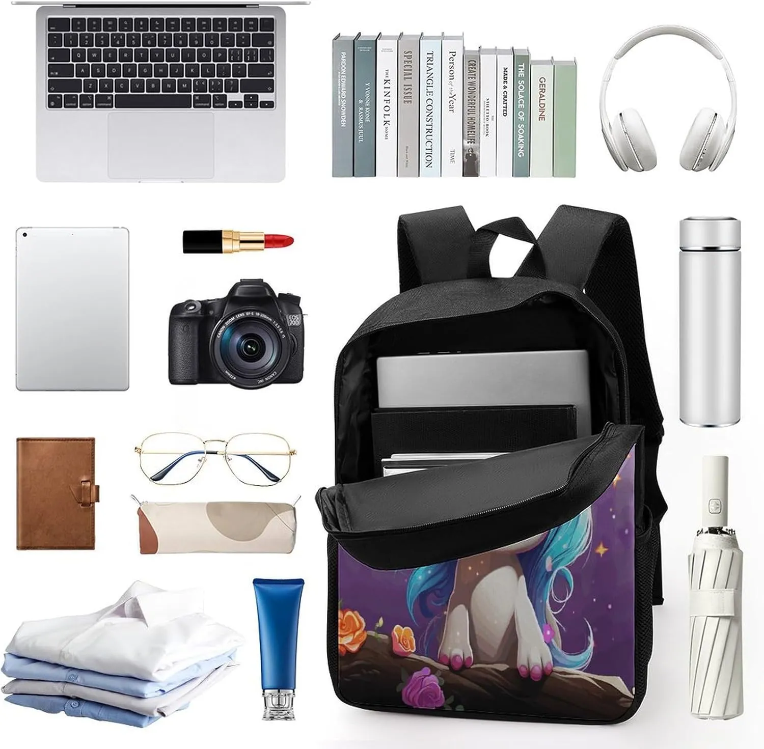 Travel Laptop Backpack Slim Durable Lightweight Back Pack Cute A Small Animal with Horns Small Backpack For Women Men