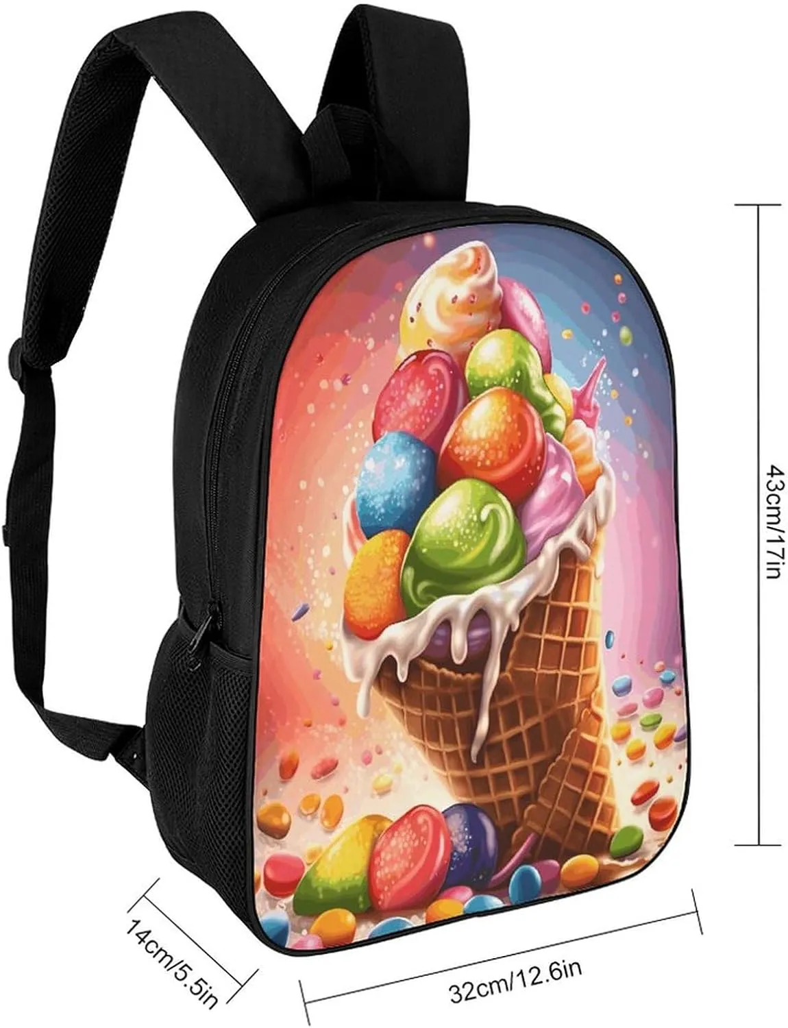 Travel Laptop Backpack Slim Durable Lightweight Back Pack Cute Ice Cream And Candy Small Backpack For Women Men