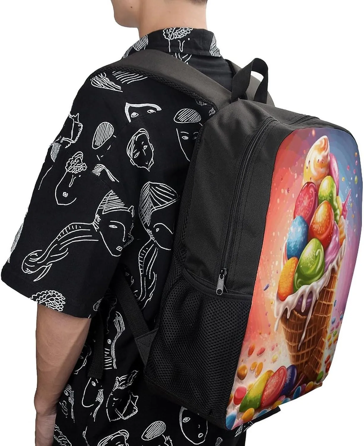 Travel Laptop Backpack Slim Durable Lightweight Back Pack Cute Ice Cream And Candy Small Backpack For Women Men