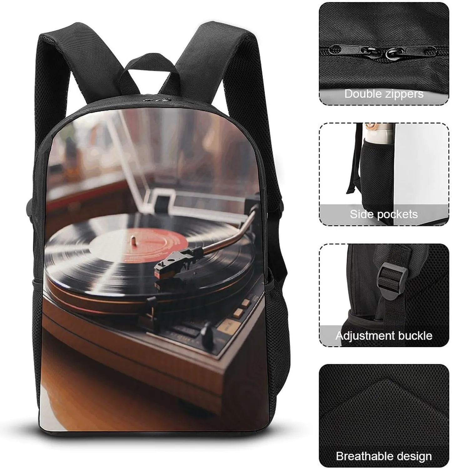 Travel Laptop Backpack Slim Durable Lightweight Back Pack Cute Record Player Small Backpack For Women Men