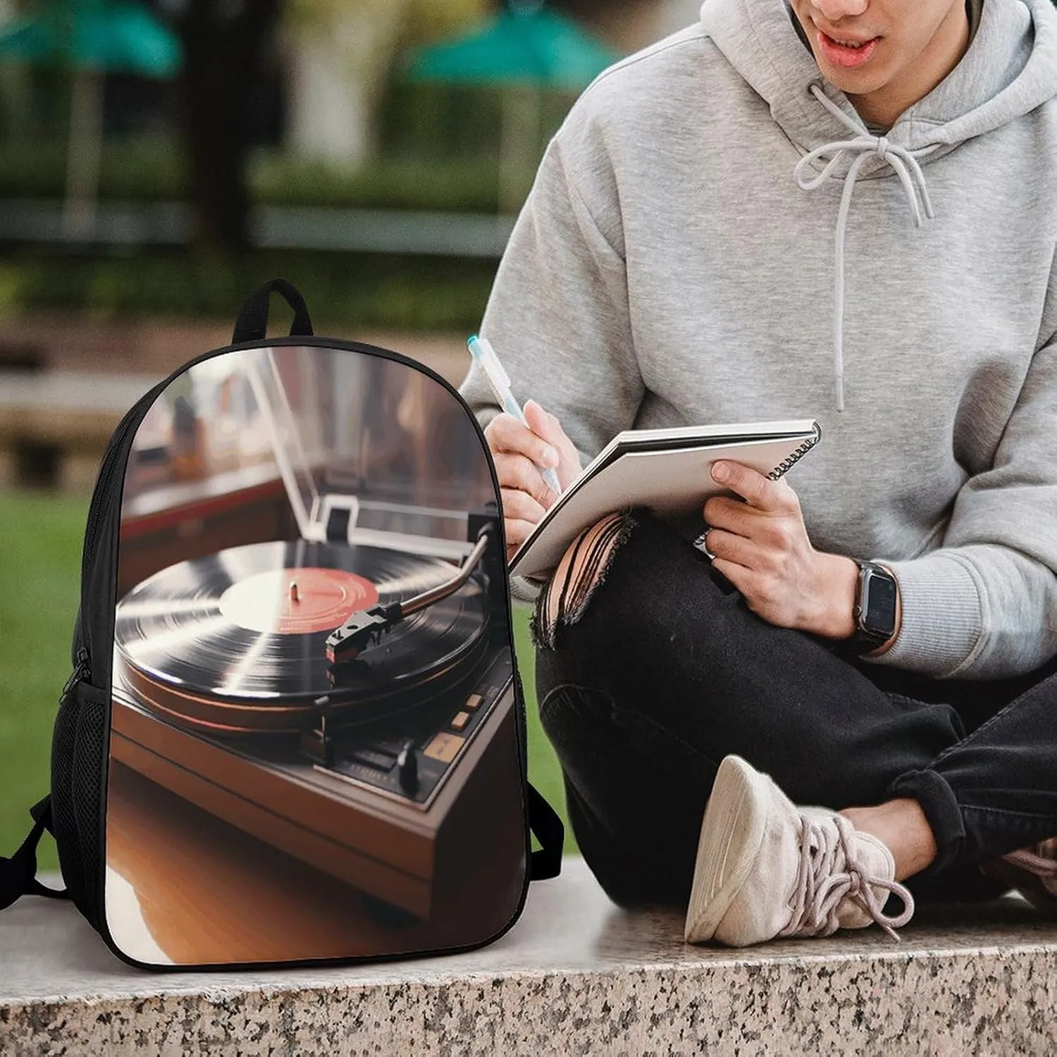 Travel Laptop Backpack Slim Durable Lightweight Back Pack Cute Record Player Small Backpack For Women Men