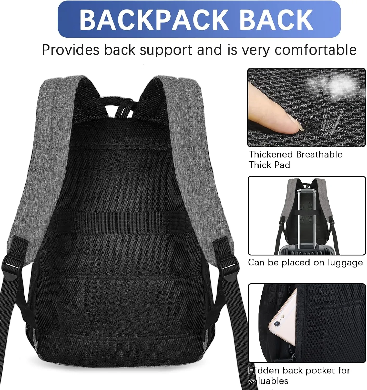 Travel Laptop Backpack,15.6 Inch Business Laptop backpack for Men Women with USB Charging Port,Water-Resistant Laptopack Weekender Daypack for Work College Computer