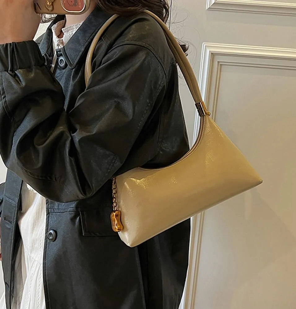 Trendy Vegan Leather Shoulder Bags for Women Small Crescent Tote Purse Y2k Handbags Designer Underarm Satchels