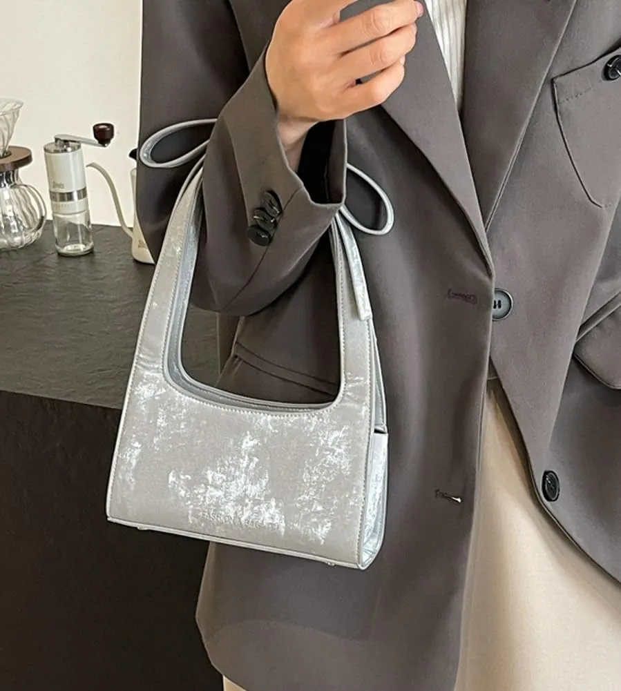 Trendy Vegan Leather Shoulder Bags for Women Small Cute Y2k Tote Purse Handbags Bowknot Designer Satchels 2025