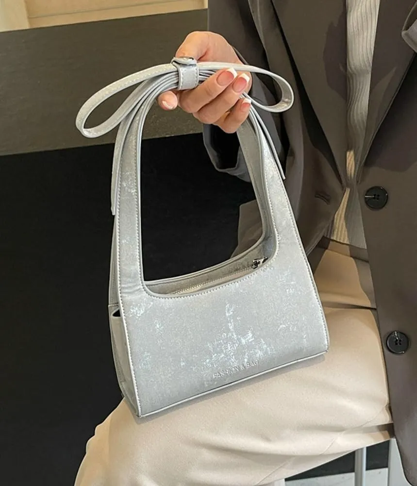 Trendy Vegan Leather Shoulder Bags for Women Small Cute Y2k Tote Purse Handbags Bowknot Designer Satchels 2025