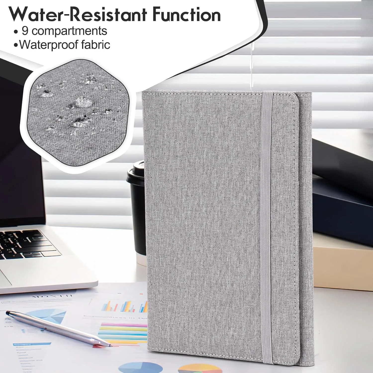 Trifold Planner Cover for Rocketbook Smart Notebook | Executive Size A5 (8.8"x6") Portfolio Organizer with File Pocket | Waterproof Protective Case for Rocketbook & Accessories (Gray)