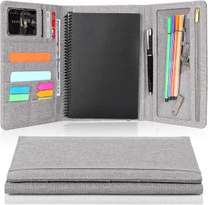 Trifold Planner Cover for Rocketbook Smart Notebook | Executive Size A5 (8.8"x6") Portfolio Organizer with File Pocket | Waterproof Protective Case for Rocketbook & Accessories (Gray)