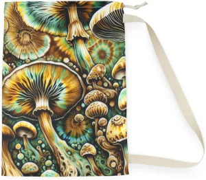Trippy Tie-Dye Laundry Bag - Psychedelic Mushroomcore Hamper - Colorful Boho Travel Sack - Dirty Clothes Tote