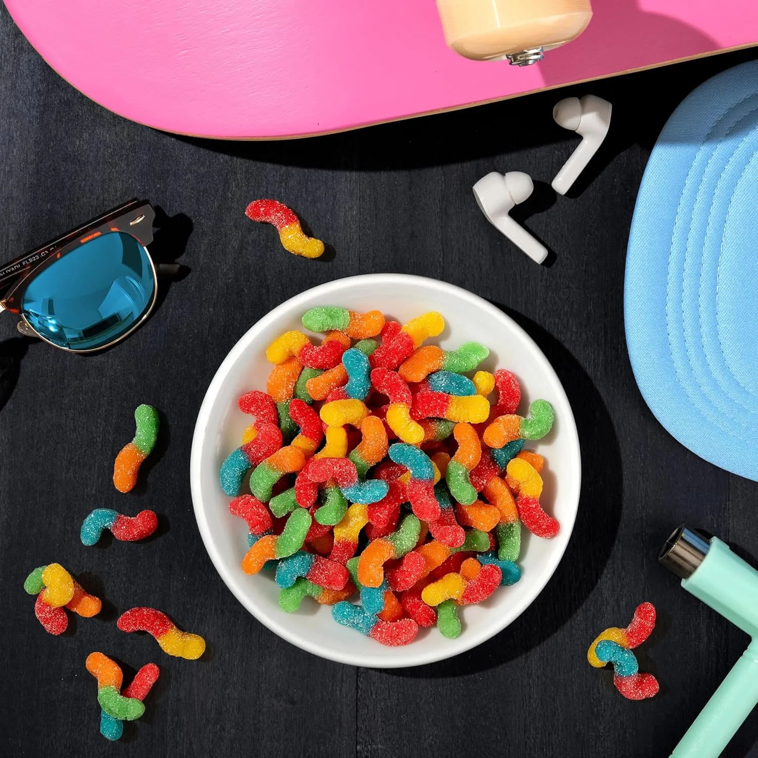 Trolli Mini Sour Brite Crawlers, Candy, Cherry-Lemon, Strawberry-Grape & Orange-Lime, Sweet and Sour, Gummy Worms, 18 oz (30 ct)