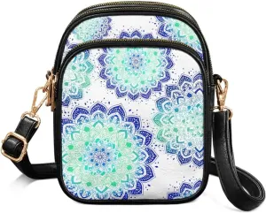 Tropical Floral Small Leather Crossbody Bag for Women, Hawaii Exotic PU Leather Shoulder Cell Phone Purse Handbag