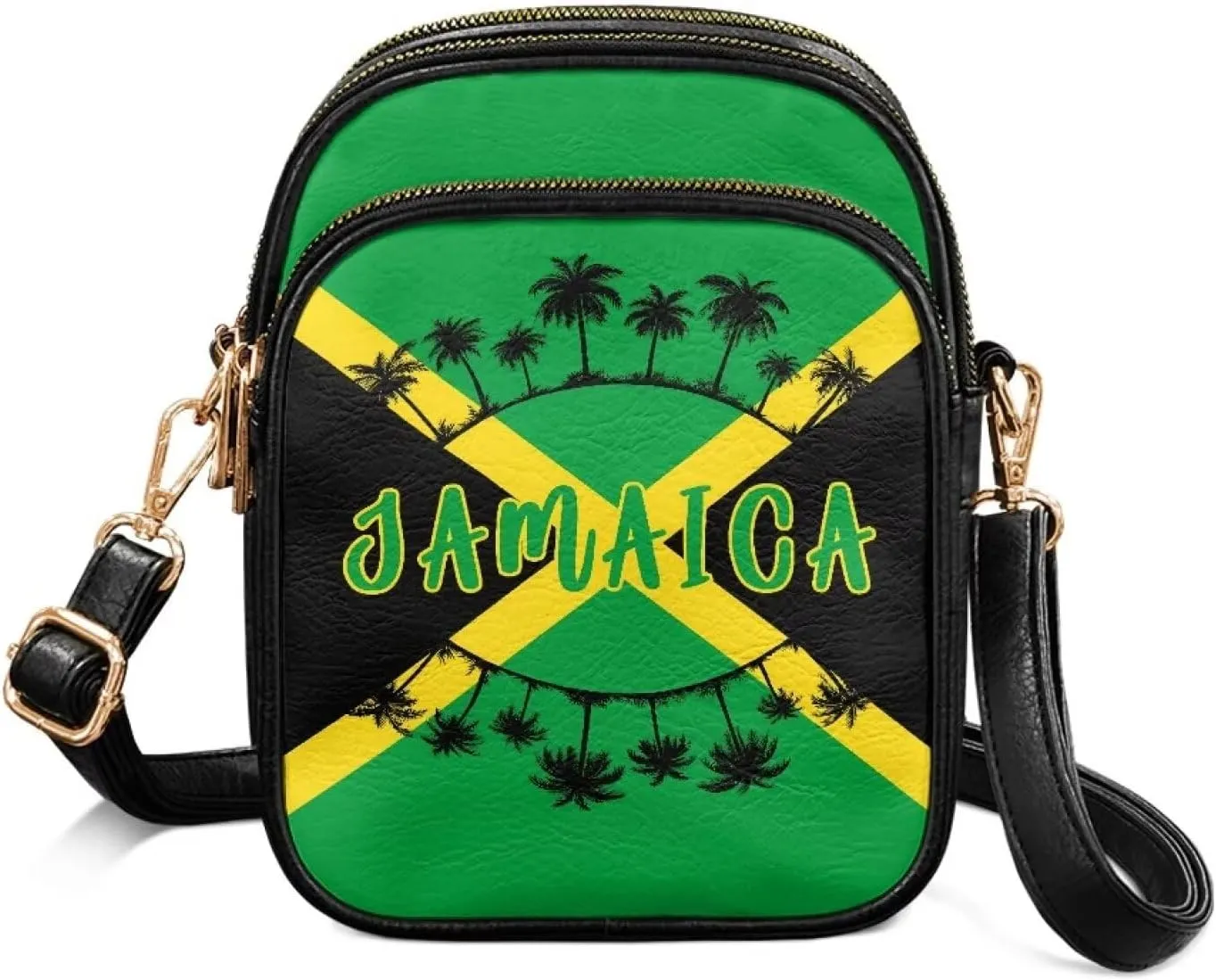 Tropical Floral Small Leather Crossbody Bag for Women, Hawaii Exotic PU Leather Shoulder Cell Phone Purse Handbag