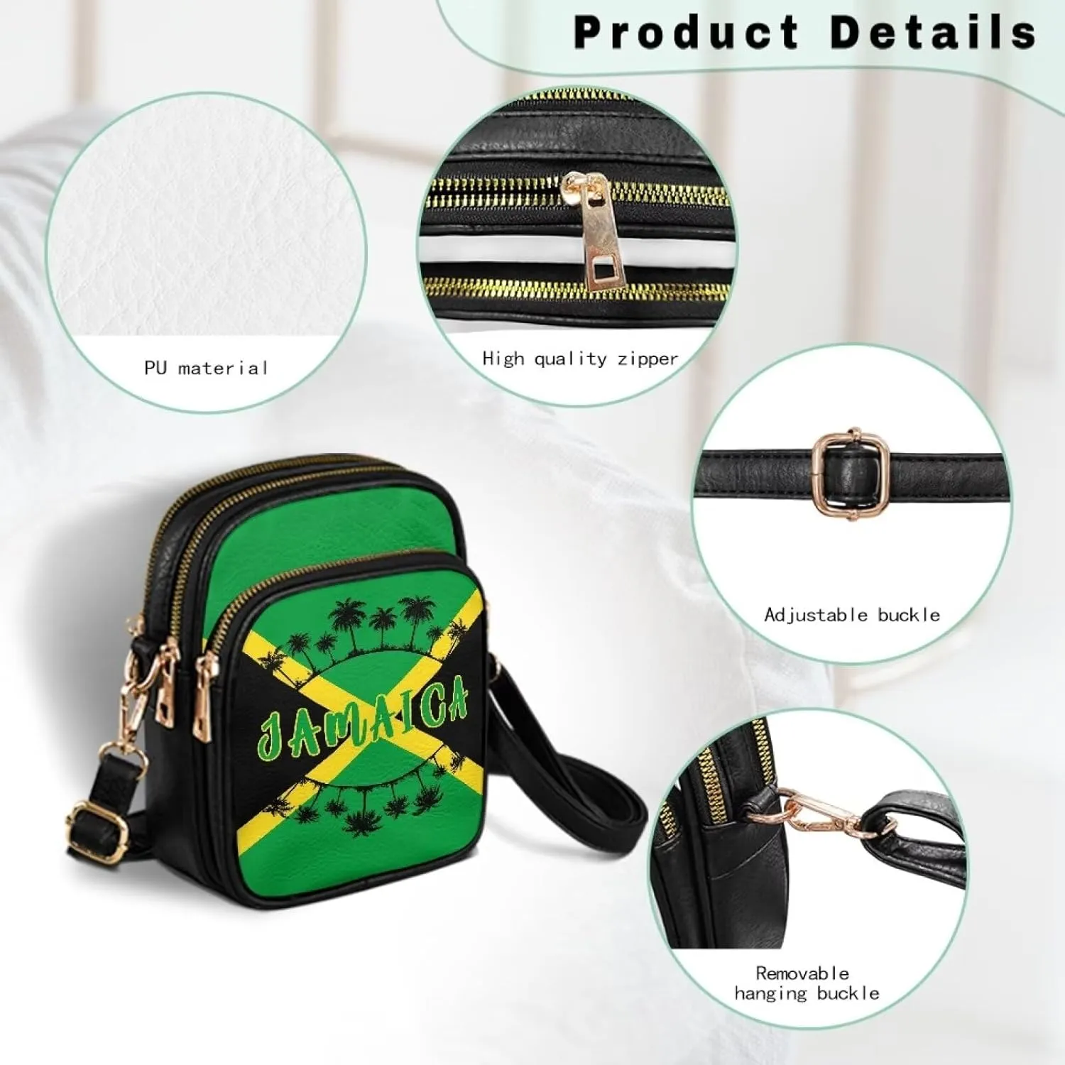 Tropical Floral Small Leather Crossbody Bag for Women, Hawaii Exotic PU Leather Shoulder Cell Phone Purse Handbag