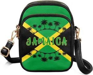Tropical Floral Small Leather Crossbody Bag for Women, Hawaii Exotic PU Leather Shoulder Cell Phone Purse Handbag
