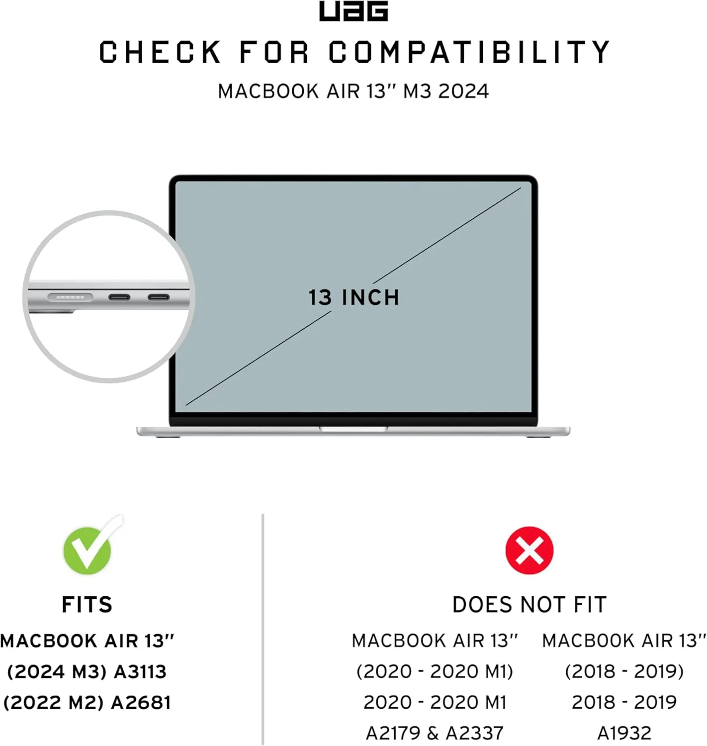 [U] by UAG Designed for MacBook Air 13" Case 2022-2025 M2/M3/M4 (A3240 A3113 A2681) - Translucent Durable Lightweight Impact Resistant Laptop Protective Cover, Lucent Black