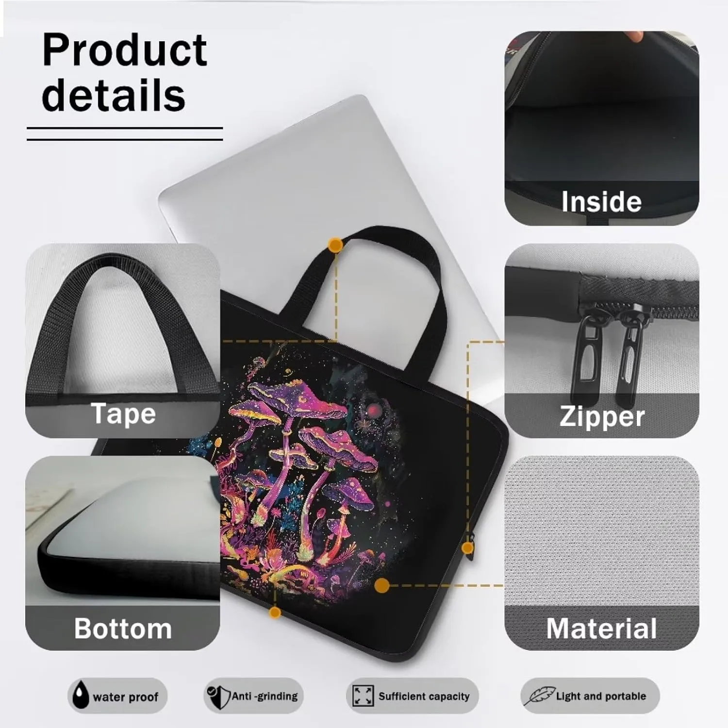 Uasibuni Cute Laptop Bag 14 Inch Waterproof Lightweight Messenger Bag Briefcase Large Laptop Tote Bag