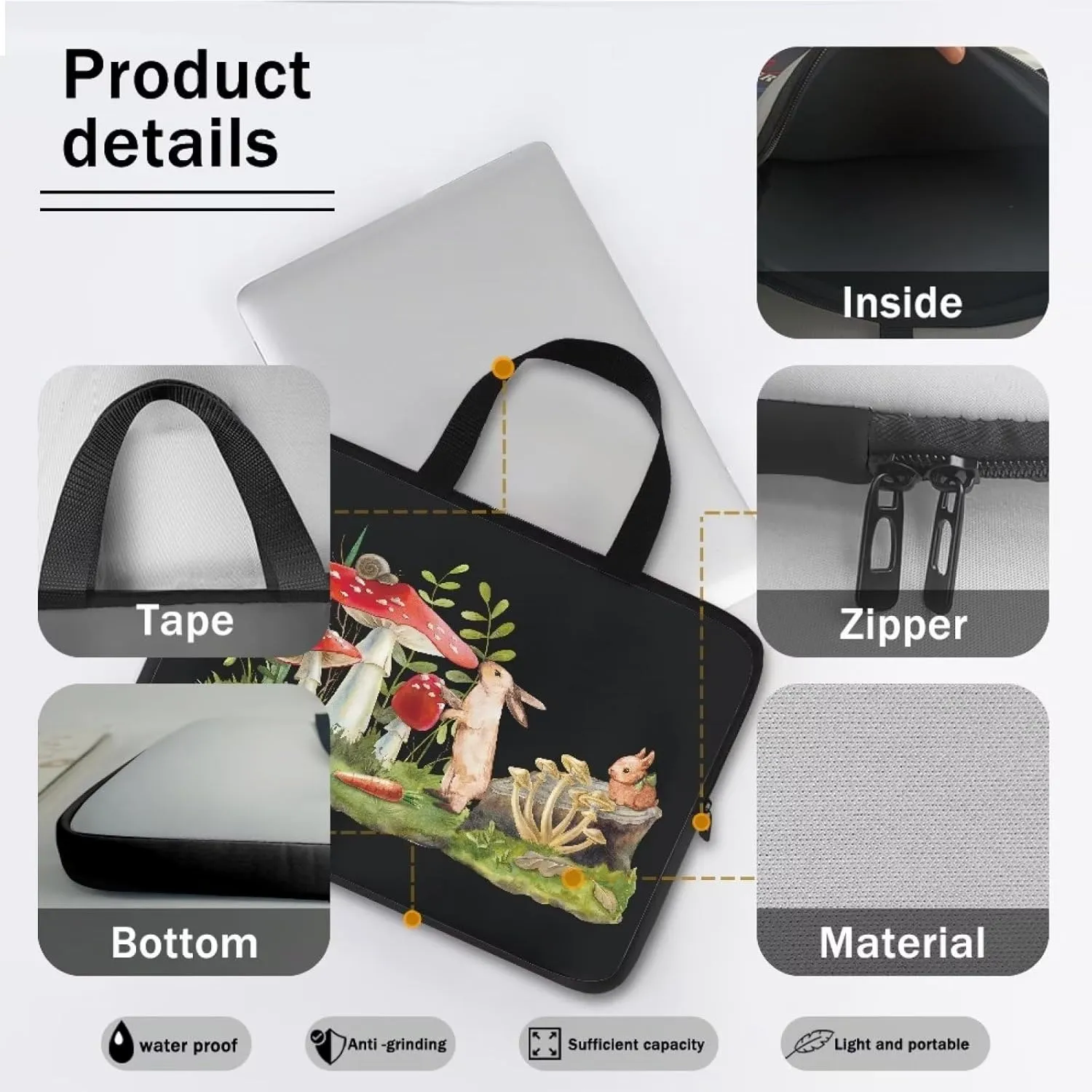 Uasibuni Laptop Sleeve Case with Handle for 14/15.6/ 17In Laptop,Laptop Case Cover Cute Laptop Bag for Women Men